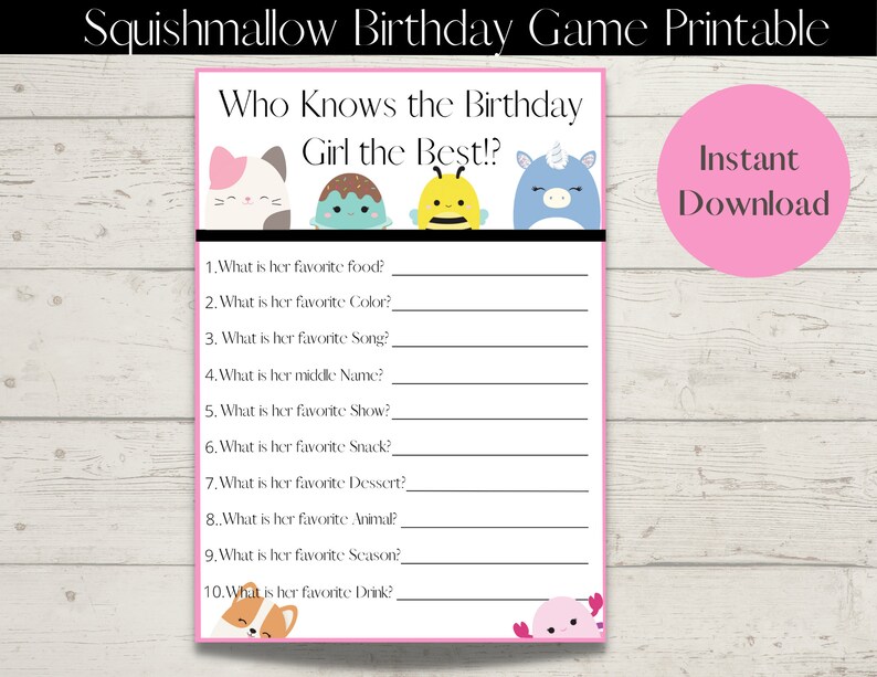 Squishmallow birthday Printable Kids Games Party Games - Etsy México