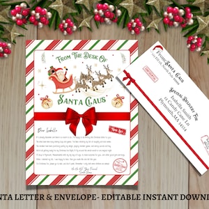 Editable Personalized Letter from Santa Claus From The Desk of Santa Christmas Eve North Pole Mail Instant Download Printable Template