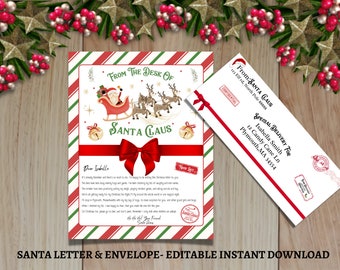 Editable Personalized Letter from Santa Claus From The Desk of Santa Christmas Eve North Pole Mail Instant Download Printable Template