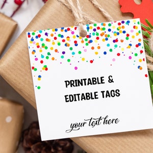 Printable Gift Tag, Confetti Tag Template / Editable Favor Tag, Birthday Tag, Graduation Tag, Baby Sprinkle Tag / Editable Tags, Favor tags