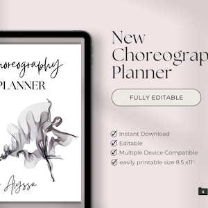 Dance Teacher Choreography Planner, Printable Pages, Downloadable, Lesson Planning.planner journal, journal template, dance teacher gift