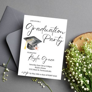 Graduation Party Invitation, Graduation Invitation Template, high School Graduation, Graduation Party Invite, Editable Template image 9