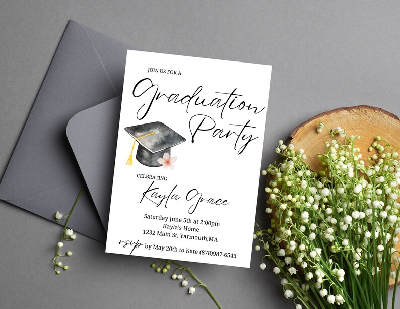 Graduation Party Invitation, Graduation Invitation Template, high School Graduation, Graduation Party Invite, Editable Template image 9