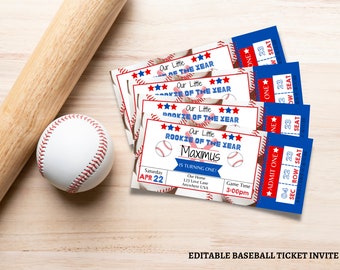 Baseball Ticket-Einladung, Baseball-Geburtstag, Baseball-Babyparty, Rookie des Jahres, Baseball-Party-Dekorationen, Baseball-Einladung