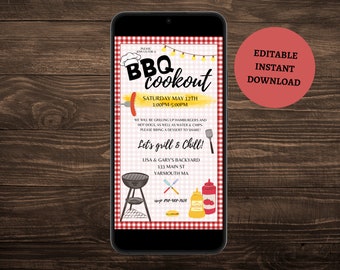 Invitación de barbacoa editable, invitación de cumpleaños de barbacoa, invitación para adultos, invitación de barbacoa en el patio trasero, invitación de texto, invitación a comida al aire libre