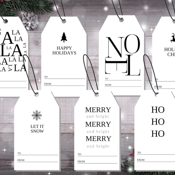 Minimalistische Holiday Tag afdrukbaar, Christmas Gift Tag, Christmas Tress tag, Holiday Party tag, Gift bag tags, Holiday Gift tags, Gift tags
