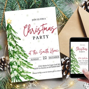 Christmas Party Invitation, Christmas Party Invite, Christmas Party Printable, Holiday Party Invitation, Christmas Invitation Download