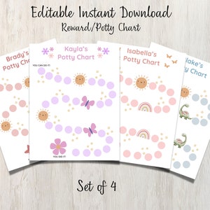 Bearbeitbares Töpfchen Diagramm | Töpfchen-Lehrtafel | Benutzerdefinierte Sticker Chart | Töpfchen Training Printable | Belohnungstabelle | Herunterladen | Montessori Lehrtafel