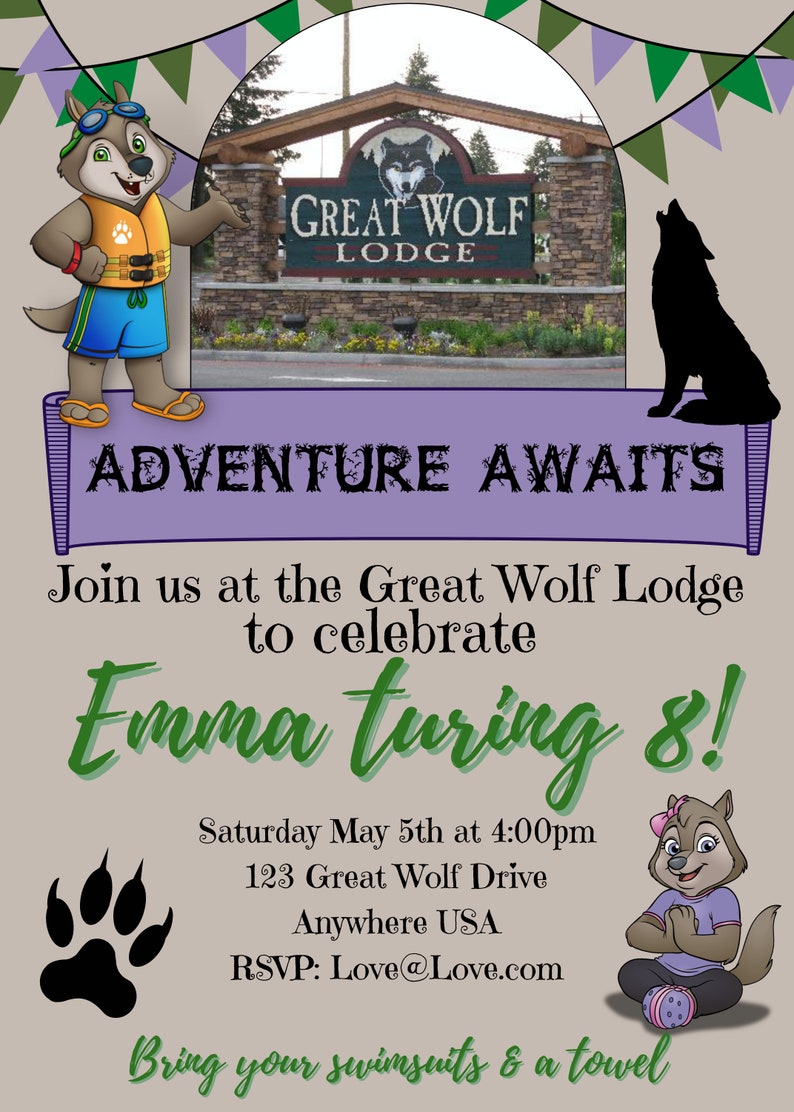 Great Wolf Lodge Invite Great Wolf Lodge Birthday Great Wolf | Etsy