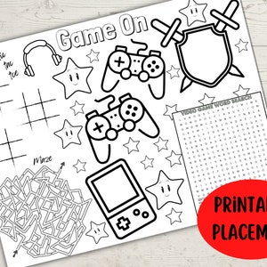 Printable Video Game Party Activity Sheet / Kids Printable Activity Sheet / Kids Entertainment Page/ Coloring Sheet / Gamer Activity Page