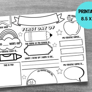 PRINTABLE All About Me Template, Last day of School Memory Book, First Day of School Interview, First Day of School Questionnaire, Download