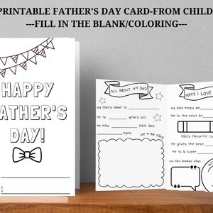 Father&#39;s Day Gift All About My Dad Printable | Dad&#39;s Birthday Gift | Personalized Dad Gift from Kids | Instant Download