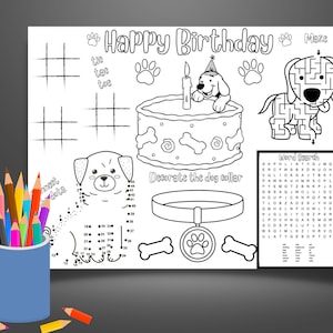 Kids Birthday Party Placemat Activity Sheet,Birthday Favor Printable for Kids Party, Kids activity sheet, Kids party printable,Kids coloring