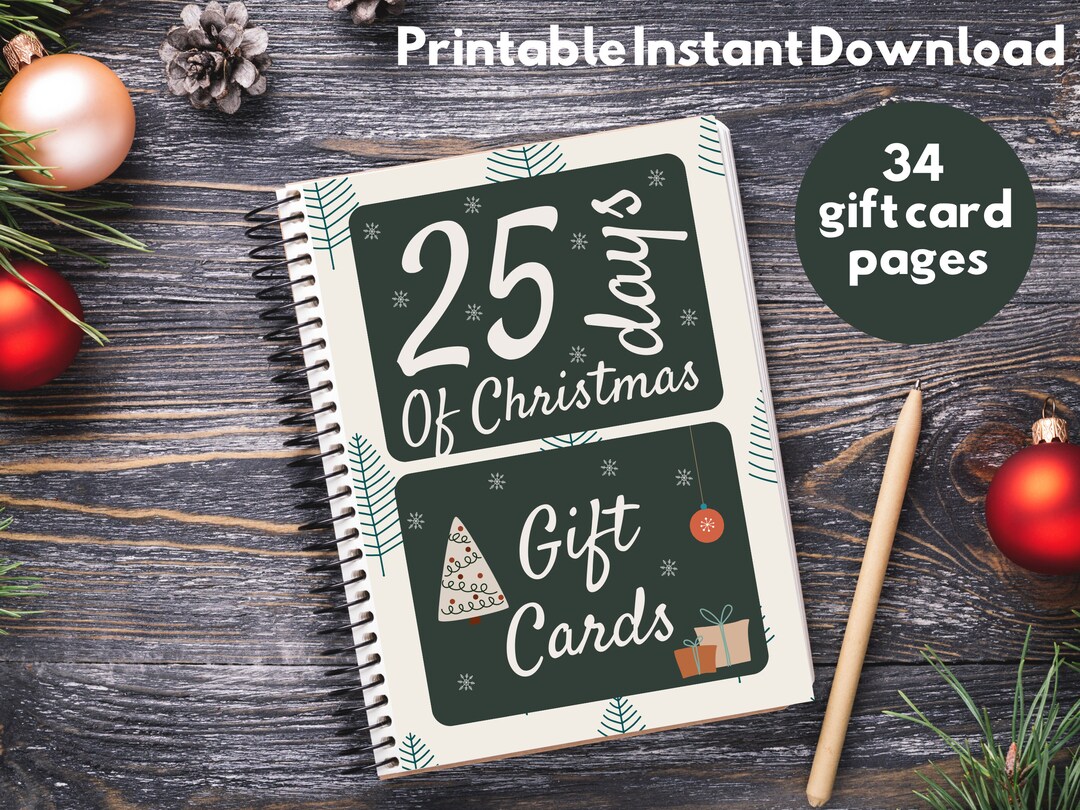 Christmas Gift Card Book, Printable Christmas Gift for Kids, Christmas ...