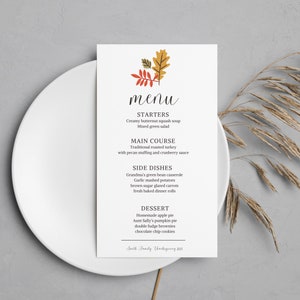 Modèle de carte de menu de Thanksgiving, menu de la fête de l'amitié imprimable, menu du dîner de Thanksgiving citrouille, téléchargement immédiat, menu de la fête de l'amie