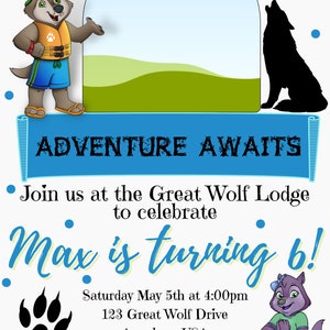 Great Wolf Lodge Invite Great Wolf Lodge Birthday Great Wolf - Etsy