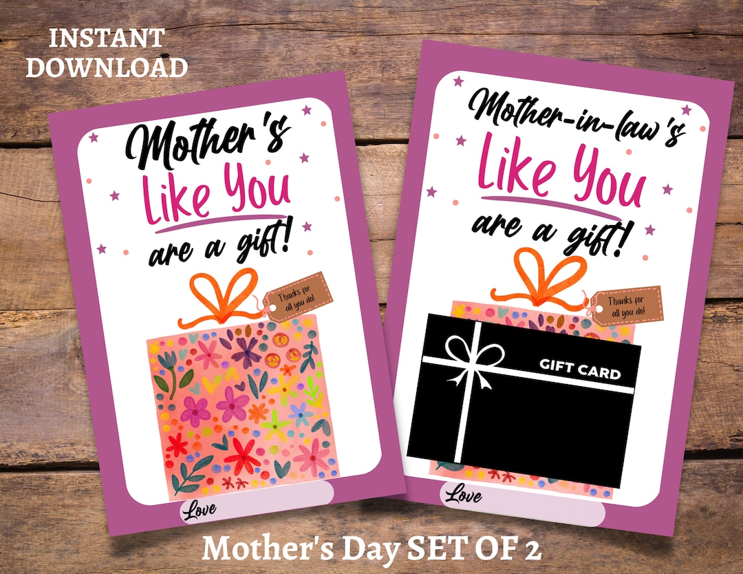 Mother's Day Gift Card Printable|mom Thank You Card|thank You Card Mom ...