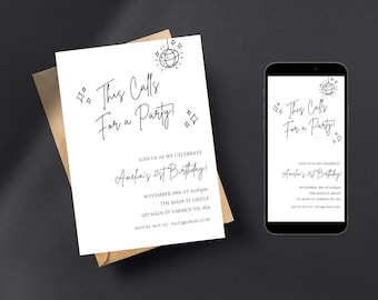 編集可能なパーティー招待状テンプレート、お祝いしましょう、パーティーの誘い、誕生日、即時ダウンロード、デジタル招待状、テキストメッセージ招待状