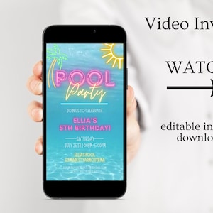 pool party ecard,pool party text invitation,pool party birthday digital invitation,summer party digital invitation,animated text message