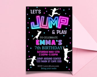 Invitación a la fiesta de cumpleaños de Trampoline Park / Invitación a Trampoline Park / Invitación a fiesta de salto / Parque de trampolín / Invitación a fiesta de salto