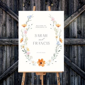 Wildflower Wedding Welcome, Floral Welcome Sign Template, Welcome Sign, Instant Download, Wedding Welcome Poster, Editable Template, FLORAL
