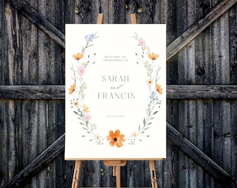 Wildflower Wedding Welcome, Floral Welcome Sign Template, Welcome Sign, Instant Download, Wedding Welcome Poster, Editable Template, FLORAL