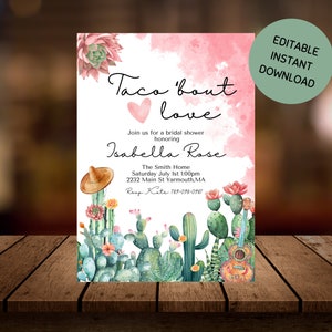 Editable Taco &#39;Bout Love Fiesta Couples Shower Invitation Taco &#39;Bout Love Engagement Party Mexican Engagement Fiesta Instant Download