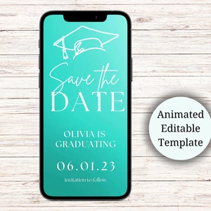 Graduation Save the Date Template for Texting, Save the Date Text message, Canva Template, Animated Save the Date, Graduation Party Template