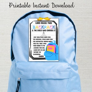 Backpack Prayer Tag - Sunday School Printable - Church Printable - Religious Tags, Christian tags, Backpack blessing, Backback tag,