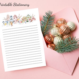 Christmas Printable Stationery Paper, Christmas Village Printable, 8.5&quot; x 11&quot;, Christmas Writing Paper, Winter Stationery, INSTANT DOWNLOAD