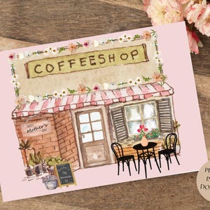 Happy Muttertagskarte: Illustrierte Cafe Muttertagsgrußkarte, Muttertags-Brunch-Karte für Mama, Muttertagskarte, Für Mama