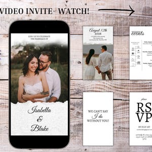 Wedding Video Invitation Template, Animated Wedding Invitation with RSVP, Details & Program, Add Your Own Photo and Music, Wedding invite