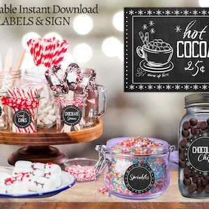 Hot Chocolate Bar Labels -Hot Cocoa Bar Sign - Hot Cocoa Bar Labels - Winter Hot Chocolate Bar tags - Holiday party tags - Christmas Party