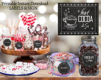 Hot Chocolate Topping Labels - DIGITAL PRINTABLE - Kraft Hot Cocoa Bar ...
