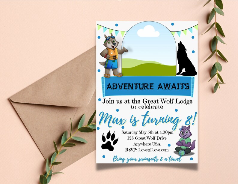 Great Wolf Lodge Invite Great Wolf Lodge Birthday Great Wolf - Etsy
