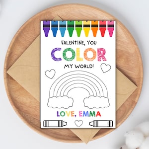 Valentine Cards for Kids PRINTABLE, Color My World Valentines ...
