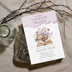 A New Chapter Begins Baby Shower Invitation, Storybook Baby Shower Invite, Gender Neutral, Printed or Instant Editable Template,