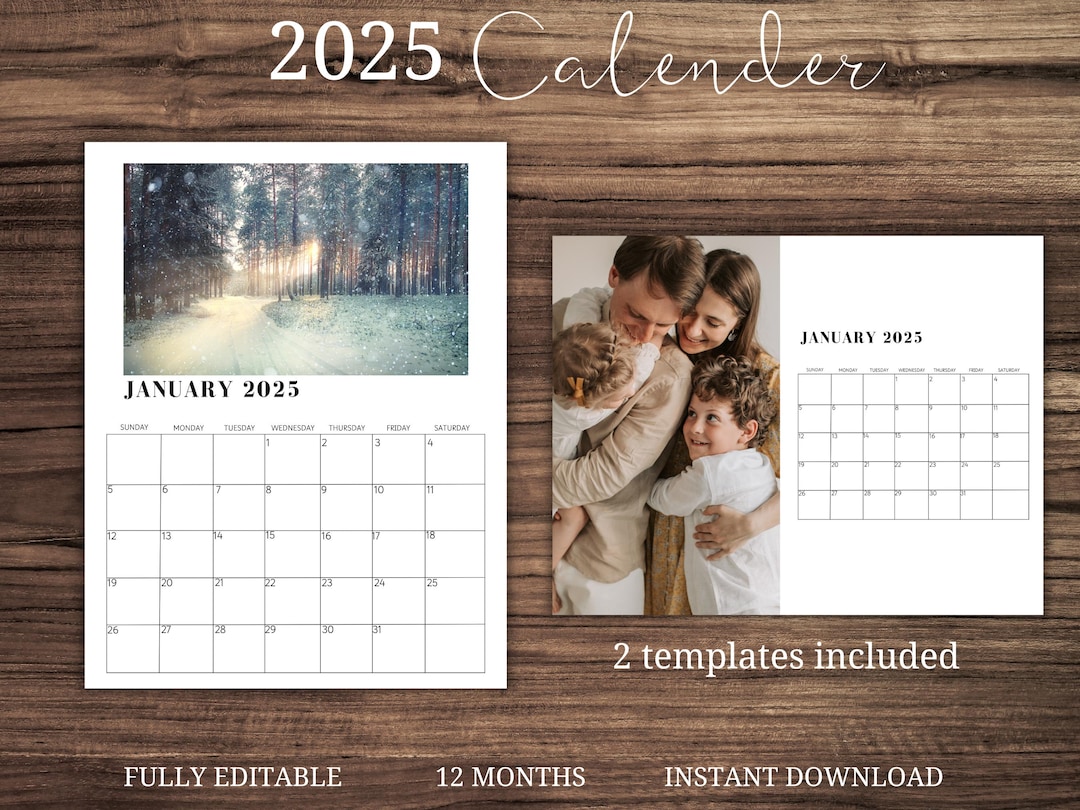 2025 Editable Calendar | Canva Template | Canva Frame | Editable ...