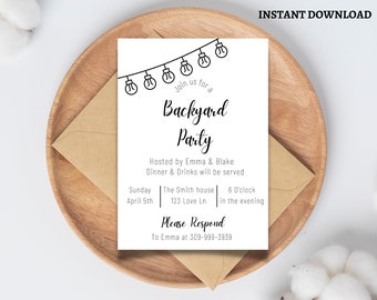 Backyard Party Invitation Template, Birthday, Baby Shower, Couples Shower, Garden Party, Backyard Party invite, Digital party Invitation
