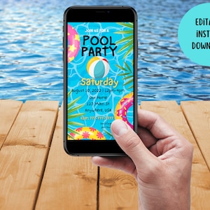 pool party ecard,pool party text invitation,pool party birthday digital invitation,summer party digital invitation,animated text message