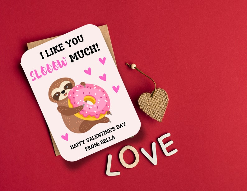 Printable Sloth Valentine's Day Cards Valentines Card for - Etsy