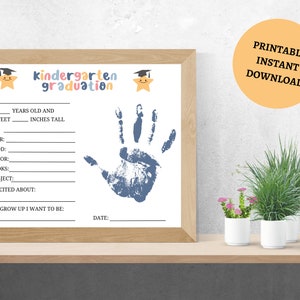 Last Day of School Printable, Kindergarten Graduation Keepsake, Handprint art End of school questionnaire, Preschool graduate interview