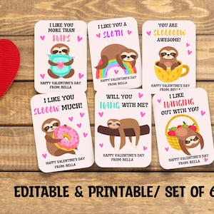 Druckbare Faultier Valentinstagskarten, Valentinstagskarte für Kinder, Faultier Valentinstag, DIY Valentinstag, Valentinstagskarten für Kinder,