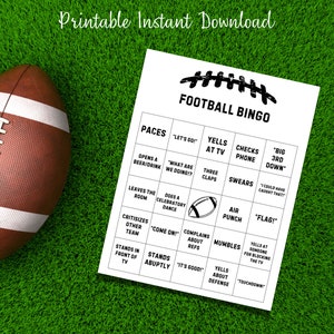 Football Bingo | Printable Sports Bingo Cards | Football Party Game | Bingo Game for Superbowl, Football party Game, printable party games
