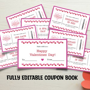 Love Coupon Book for Her, Printable Love Coupons, Editable Love Coupons, Birthday Gift for Her, Anniversary Gift, Valentine&#39;s gift for her