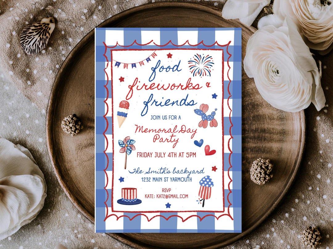Memorial Day BBQ Party Invitation Template, Memorial Weekend Barbeque ...