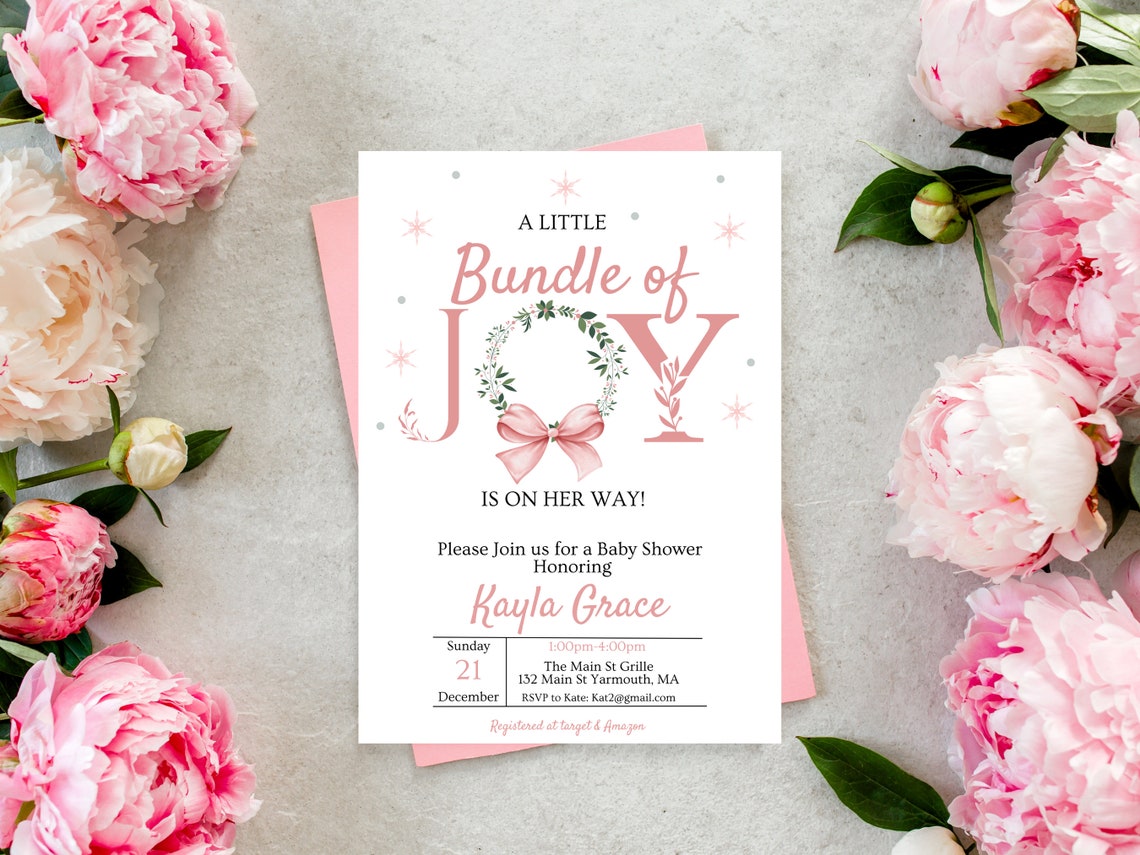 Editable A Little Bundle of Joy Christmas Baby Shower Invitation Bundle ...