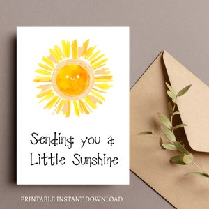 Envoyer une petite carte Sunshine | Carte imprimable | Je pense à vous | Carte de distanciation sociale | Juste parce que carte | Carte Soleil | Téléchargement instantané