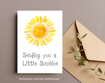 Sending a little Sunshine Card | Printable Card | Thinking of You | Social Distance Card | Just Because Card | Sun Card | Instant Download