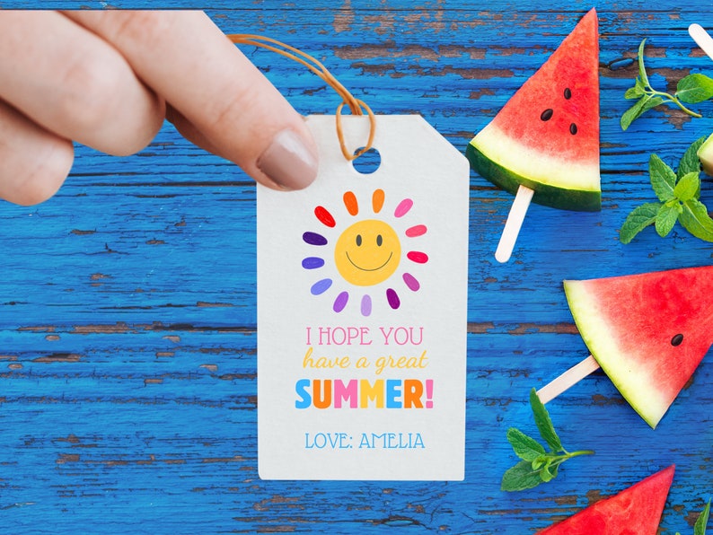 End of School Year Tags, Sun Gift Tags, Teacher Thank You, Last Day of ...